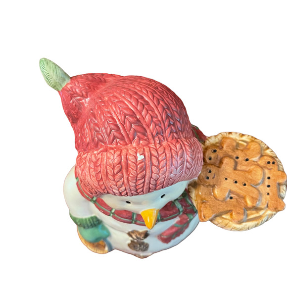 Vintage Bico Snowman Cookie Jar 10.5" Holding Cookies With Mittens, Toby & Scarf - Picture 4 of 10